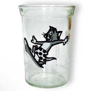 Tom & Jerry Welch's Jelly Jar Glass Cup Surfing Tom Surfboard 4” vintage 1990